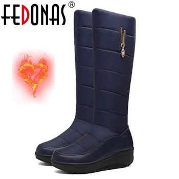 FEDONAS Confortabil Metal Decor de Pantofi Pentru Femeie Rotund Deget de la picior Prins Elegant pentru Femei Cizme de Iarna, grupul de Lucru de Pantofi de Femeie
