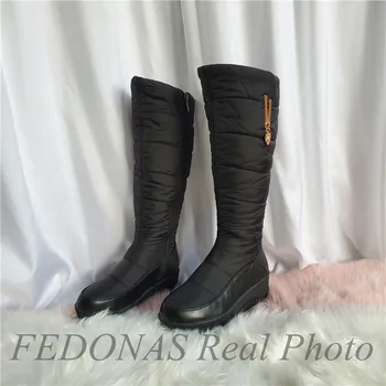 FEDONAS Confortabil Metal Decor de Pantofi Pentru Femeie Rotund Deget de la picior Prins Elegant pentru Femei Cizme de Iarna, grupul de Lucru de Pantofi de Femeie