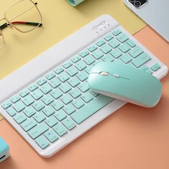 Colorate Tastatură Mouse-Set de 10 Inch Costum Universal Pentru Tableta iPad, Calculator, Telefon Mobil Wireless Bluetooth Mouse Keyboard Set