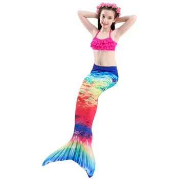 TaoBo 2020 Fete NOI Sirenă Cozi Costum Flipper de costume de Baie pentru Copii de Vacanță de Înot, Costume de baie, Costum 3 Piese Bikini