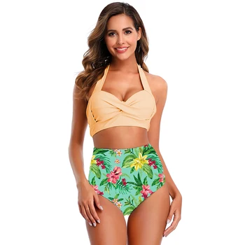 2020 Sexy Imprimare Talie Mare De Costume De Baie Push Up Bikini Femei Costume De Baie De Epocă Biquinis Mujer Beachwear Înot De Vară Pentru Fete