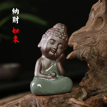 Home Decor Creativ RuLai călugăr Buddha Ceai animale de Companie Articole pentru Mobilier Ceramica Buddha Stetues