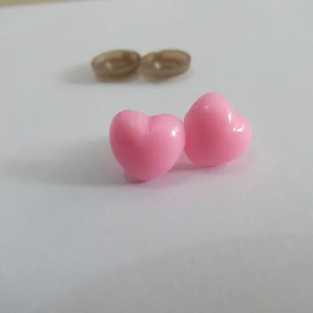 100buc elemente noi 13mm culoare roz in forma de inima, din plastic de siguranță jucărie nasul & șaibă pentru diy papusa concluziile