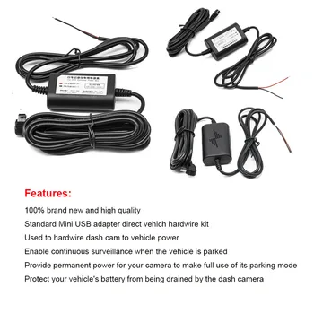 HGDO Transformator Cablu Pentru Dvr-uri Auto Parcare Monitor Parcare Fir 12V La 5V 2.5-UN Cablu Kit Pentru Video Recorder Auto 24 de Ore
