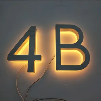 Personalizate în aer liber 3D luminat adresa număr din oțel inoxidabil led backlit numere de casa