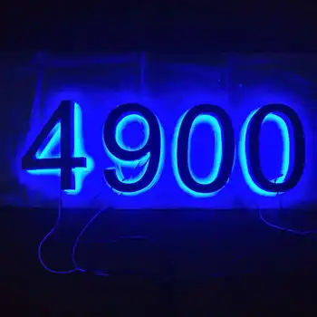 Personalizate în aer liber 3D luminat adresa număr din oțel inoxidabil led backlit numere de casa