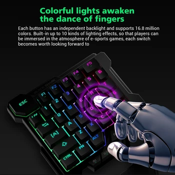 Original Black Shark Tastatură Mecanică de Gaming Portabil cu O singură mână RGB lumina de Fundal Tastatură Compatibile pentru Android iOS, PC-ul