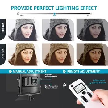 Neewer 3 Pachete de Advanced 2.4 G 660 Video cu LED-uri de Lumină de Fotografie Kit de Iluminat,Estompat Bi-Color 2.4 G Wireless de la Distanță și Lumină Sta