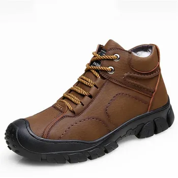 2019 Cruce Curea din Piele de Lână Cizme pentru Bărbați Pantofi pentru Bărbați Cizme Non-alunecare de Alpinism Adidasi Casual Pantofi de Iarna Cizme de Zăpadă