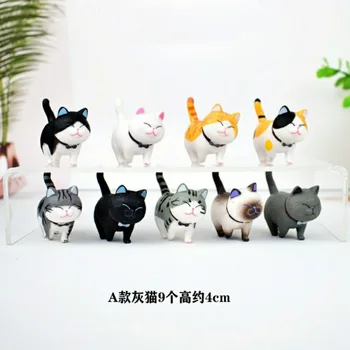 9Pcs/Set Mini PVC Model Animal Pisica Papusa Cifre Jucării Creative de Artizanat, Ornamente Drăguț Clopot Pisica Meserii Decor
