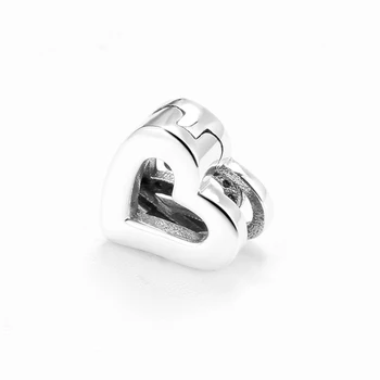 Forma de inima 2 inimi strâns legată de Argint 925 Clipuri margele se Potrivesc Original Reflexii farmece Brățară Bijuterii