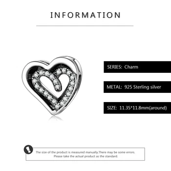 Forma de inima 2 inimi strâns legată de Argint 925 Clipuri margele se Potrivesc Original Reflexii farmece Brățară Bijuterii