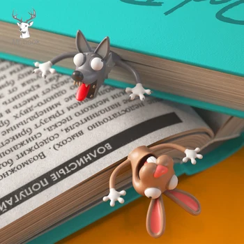 Drăguț Animale 3D Pisică Strivită de Iepure mouse-ul Marcaje Creative Lup Semne de Carte Pentru Copii Fete de Cadouri de Birou Școală Kawaii Papetărie
