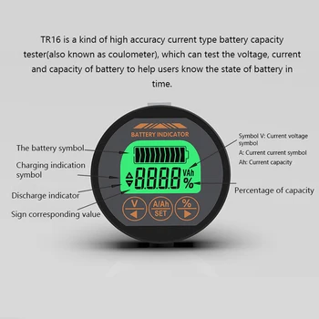 TR16 8-120V rezistent la apa Capacitate Baterie Tester Tensiune, Curent Display LCD cu Funcție de Memorie Capacitate Baterie Tester