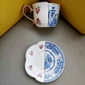 Stil Britanic De Lux De Cafea Ceasca Si Farfurie Set Cu Aur Handel Ceramice Cappuccino După-Amiază Ceașcă De Ceai Set De Ceai Cu Cutie De Cadou