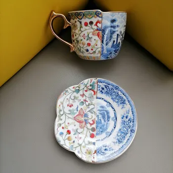 Stil Britanic De Lux De Cafea Ceasca Si Farfurie Set Cu Aur Handel Ceramice Cappuccino După-Amiază Ceașcă De Ceai Set De Ceai Cu Cutie De Cadou