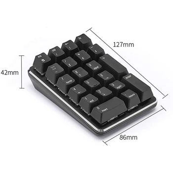 2.4 G Wireless Mecanice Tastatura Numerică Comutator Roșu Gaming Tastatura 21 Cheile Portabil Tastatura Extended Layout Negru