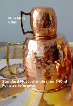 Mini Ciocanul Moscow Mule Cana Espresso Cani Pahare: Drăguț 2oz Cani pentru Mini Bar | Set de 4 -Cupru Placat cu