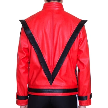 Roșu Haina de Piele a lui Michael Jackson MJ Thriller MTV Alb Michael Jackson jacheta de Cosplay, Costume Personalizate pentru costum
