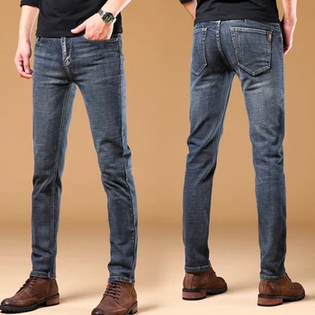 Cald Blugi Bărbați de iarnă de Înaltă Calitate de Brand de catifea Lână Direct Retro Jean pantaloni Skinny flocking cald pantaloni pentru bărbați de sex masculin 28-40