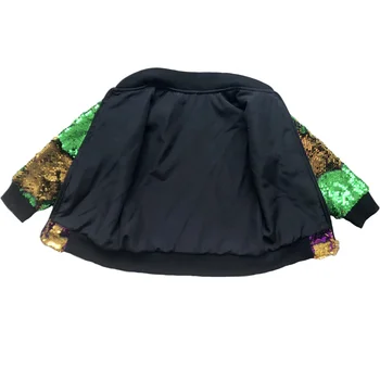 Vrac en-gros pentru Mama și cu Mine Mardi Gras sequin jacheta bomber reversibile schimbare de culoare, paiete straturi 1buc
