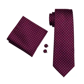 FA-875 Mens Cravată în Carouri Roșii de Mătase, Jacquard Gât cravata Clasica Cravată, Batistă Buton Set de Legături Pentru Oamenii de Afaceri, Petrecere de Nunta ping