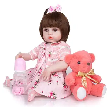 KEIUMI Renăscut Baby 49 CM Realist Plin de Silicon Corpul Gemeni Bebe Renăscut Fată Baie Jucării Pentru Fete Jucării pentru Copii Cadou de Ziua de nastere