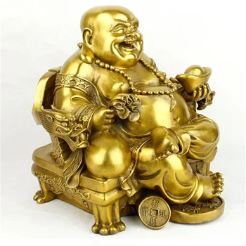 Cupru pur Buddha pântecos Zâmbind Religioase Meserii Binecuvântat Deschiderea Lumina sfântă tathagata Maitreya pe Dragon Scaun