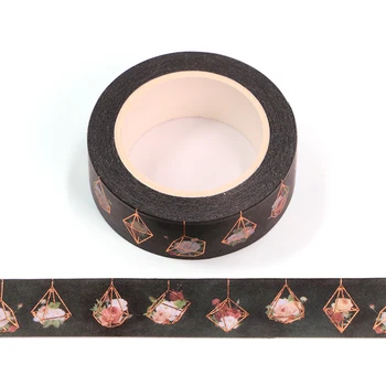 10buc/lot 15MM*10M Folie de Diamant cu Flori Rosii Negre Decorative Bandă Washi Scrapbooking Bandă de Mascare Școală de Aprovizionare de Birou