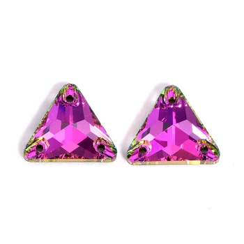 AAAAA Calitate Tri-unghi Formă de Sticlă Coase Pe Pietre Vitrail a Crescut de Culoare de Cristal de Cusut Strass pentru DIY Rochie de Mireasa B1319