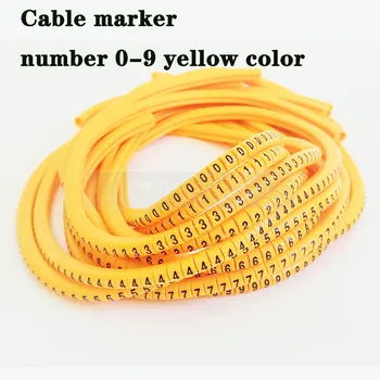 Cablu marker numerotate CE-3 Cablu de Sârmă Marker Număr de la 0 la 9 Dimensiune Cablu 6sqmm de Culoare galben cablu PVC markeri izolare marker