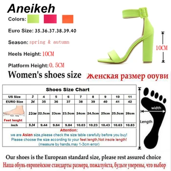 Aneikeh 2019 Noi de Vara Sandale cu Tocuri inalte Catarama Gol sandale Pantofi Femei Sexy Pompe sandalias mujer Dimensiune 41 42 Verde