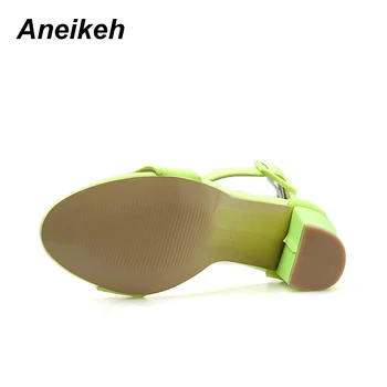 Aneikeh 2019 Noi de Vara Sandale cu Tocuri inalte Catarama Gol sandale Pantofi Femei Sexy Pompe sandalias mujer Dimensiune 41 42 Verde
