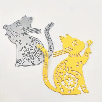 AZSG Drăguț Roagă Pisica Moare de Tăiere Pentru DIY Scrapbooking Carte Face Metalice Decorative Mor Cutter Decor