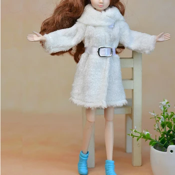Jucărie Pentru Copii Accesorii Papusa Cald Iarna Purta Roz Haină De Blană Mini Haine Pentru Păpuși Barbie Blana Haine Papusa Cu Centura De Talie