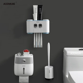 Titularul periuta de dinti Automata Dozator de Pasta de dinti perie de Toaletă Cutie de șervețele de Hârtie Igienică Suport Accesorii Baie Set impermeabil
