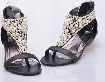 Sandale Gladiator De Vară Stil Flip-Flops Elegant Pantofi Platforma Femeie Perla Pene Sandale Casual Pentru Femei Pantofi 2019
