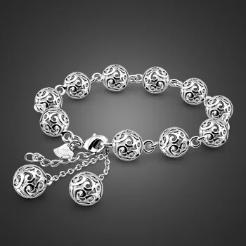 Noul design de moda 925 de argint sterlină femei minge de gol bratara doamnă Fermecătoare argint pur margele bratara Argint bijuterii cadou