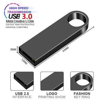 Metal Unitate Flash Usb rezistent la apa Disc Flash Usb de 64GB USB 3.0 Pen Drive 32GB 4GB PenDrive 8G 16G 128GB Flash Disk Gratuit de Imprimare Logo-ul