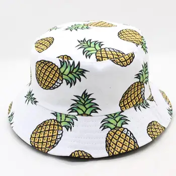 Unisex Pentru Adulti Plat Reversibile Găleată Pălării Ananas Printuri Pescar Capace În Aer Liber Protecție Sun Beach Hat