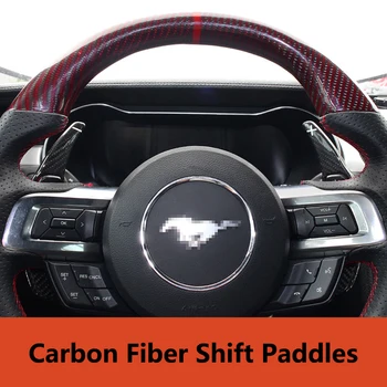 QHCP Volan Paddle Shift Real Fibra de Carbon Schimbator de Viteze Padele Rosu Negru Pentru Ford Mustang 2016 2017 2018 2019