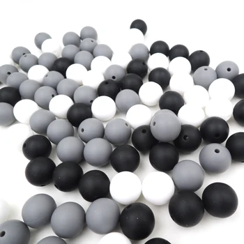 30pcs asortate, gri, clasic, de culoare alb-negru rotund Margele de Silicon 15mm Dentitie margele Masticabile copil jucărie DIY BSB16