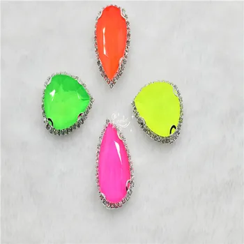Neon de Culoare stras Aplicatiile Strass Diamant cu gheare Butoane formă de lacrimă a face Bijuterii ClothingSEW PE
