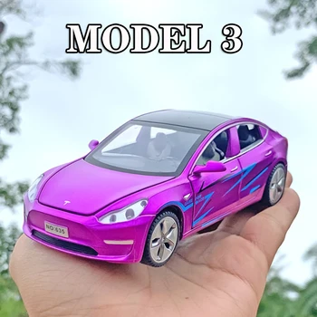 1/32 New Sosire de Lux Tesla MODEL 3 Saloon Vehicul Jucărie Aliaj Turnat de Sunet de Lumină Trage Înapoi Jucarii Auto pentru Copii Pentru Copii Cadouri