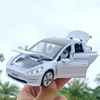 1/32 New Sosire de Lux Tesla MODEL 3 Saloon Vehicul Jucărie Aliaj Turnat de Sunet de Lumină Trage Înapoi Jucarii Auto pentru Copii Pentru Copii Cadouri