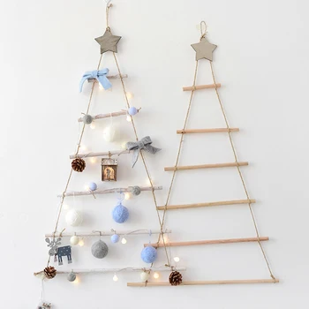 DIY din Lemn de Brad de Craciun din Lemn Agățat de Perete Ornamente Stil Nordic Star Și Frânghie de Anul Nou Petrecere Acasă Ornamente pentru Pomul de Craciun