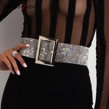 Manual Strălucitoare De Cristal Stras Femei Centura Cataramă De Metal Pin Largă Diamante Talie Sexy Si Damele De Clubwear Petrecere Curele 2020
