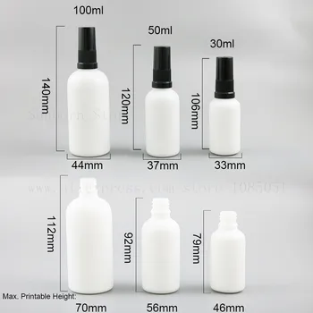 Rotund pahar Gol flacon 15ml 1oz 30ml 50ml 100ml Ulei Esențial de parfum e Sticla Cu lichid alb-negru pulverizator 20buc