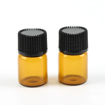 MSQ 100buc 2ml Gol Mini Amber Pahar de Lichid Vas Aromoterapie cu Ulei Esential de Sticla de Deschidere Adaptorul si Capac Recipient Portabil