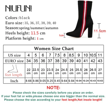 NIUFUNI Plus Dimensiune Cizme Negre Femei pe Tocuri Glezna Cizme a Subliniat Toe cu Toc Gros Cizme cu Fermoar Turma Doamnelor Pantofi Botas Mujer
